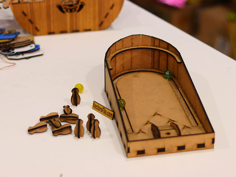 Laser Cut 3D Wooden Ten Pin Bowling Board Game for Kids
