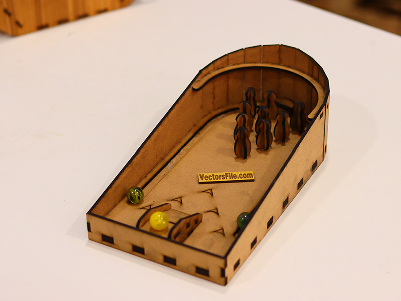 Laser Cut 3D Wooden Ten Pin Bowling Board Game for Kids