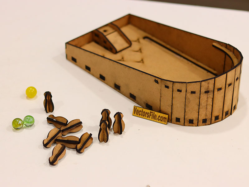 Laser Cut 3D Wooden Ten Pin Bowling Board Game for Kids