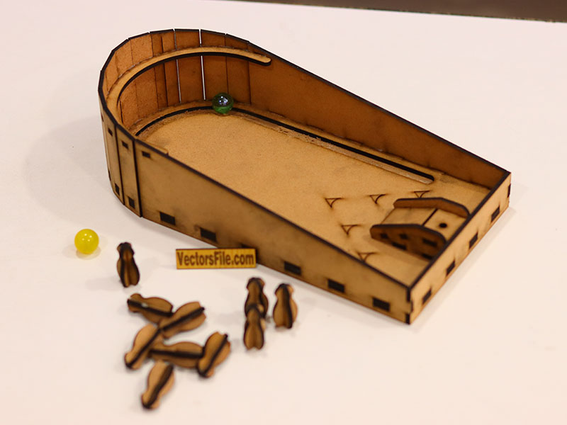 Laser Cut 3D Wooden Ten Pin Bowling Board Game for Kids