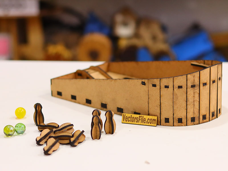 Laser Cut 3D Wooden Ten Pin Bowling Board Game for Kids