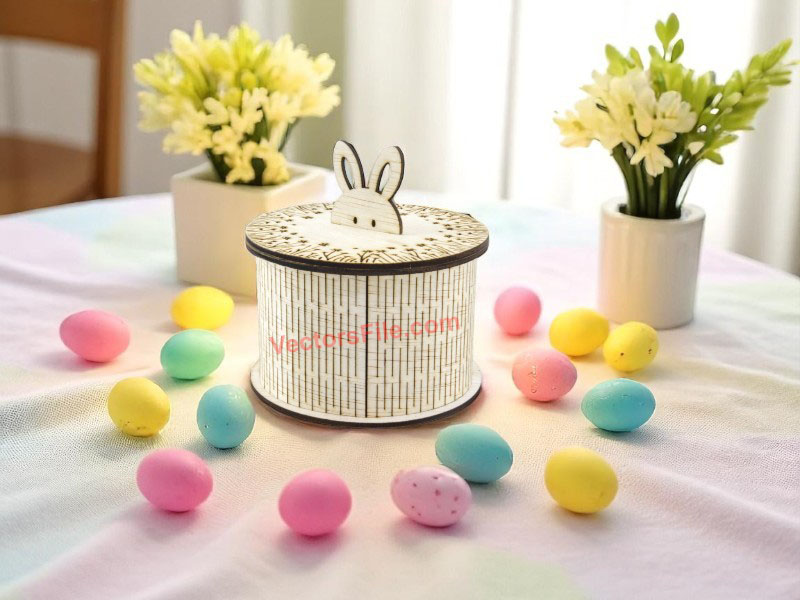 Laser Cut Bunny Living Hinge Pattern Gift Box Template