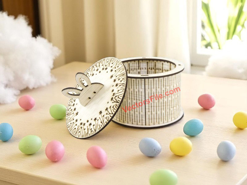 Laser Cut Bunny Living Hinge Pattern Gift Box Template