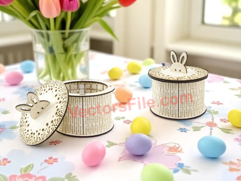 Laser Cut Bunny Living Hinge Pattern Gift Box Template