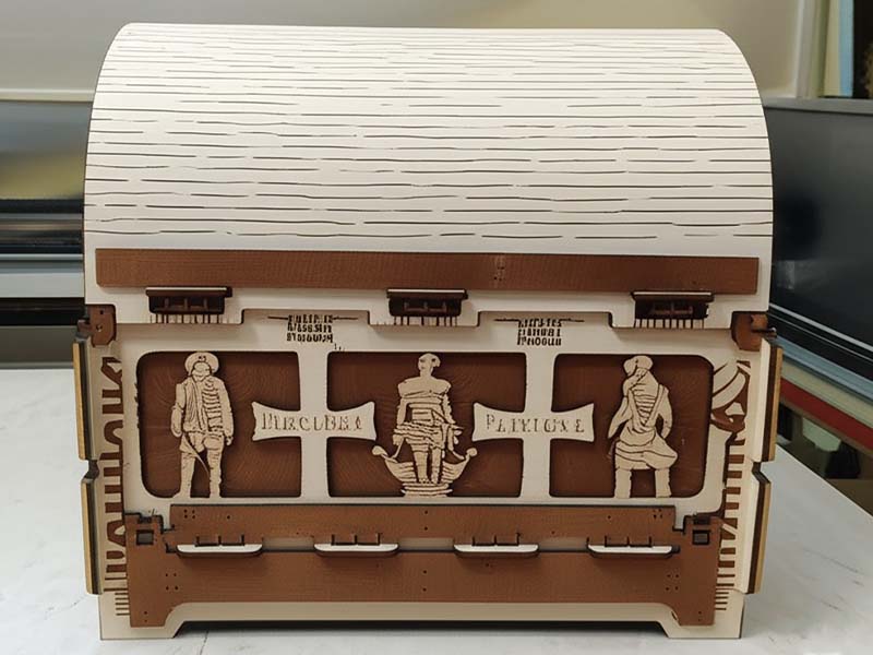 Laser Cut 3D Wooden Puzzle Pirates Treasure Chest Box