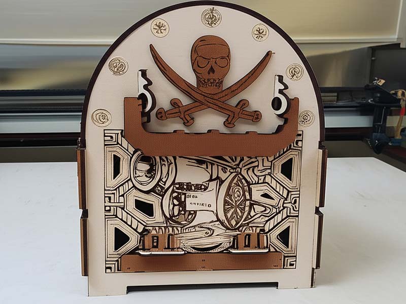 Laser Cut 3D Wooden Puzzle Pirates Treasure Chest Box