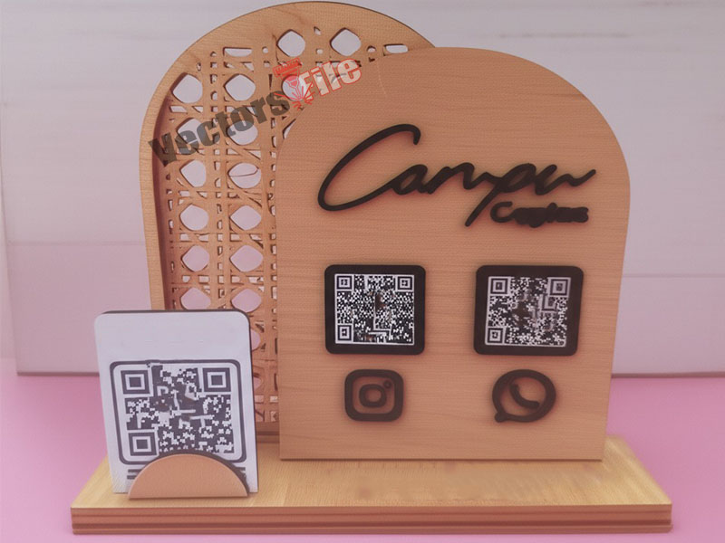 Personalized QR Code Business Sign Laser Cut Custom QR Code Display Stand
