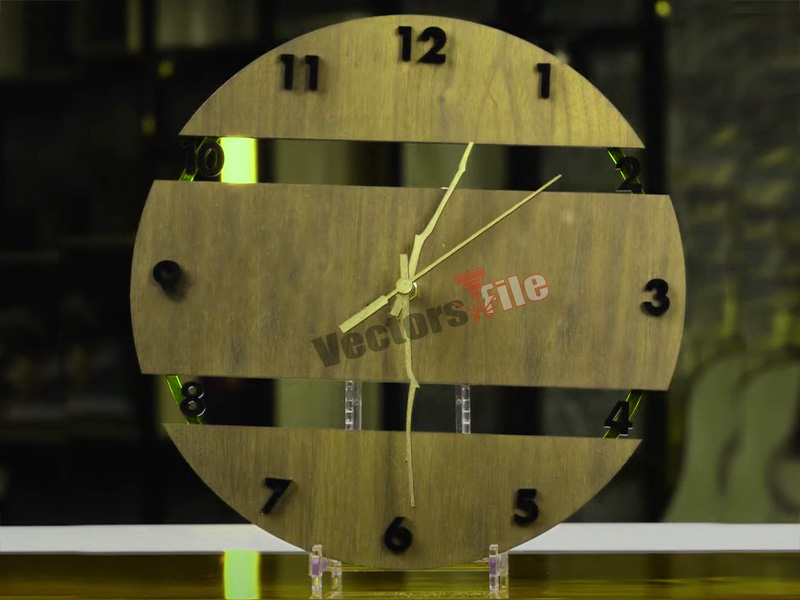 Laser Cut Wooden and Acrylic Layered Round Wall Clock Template