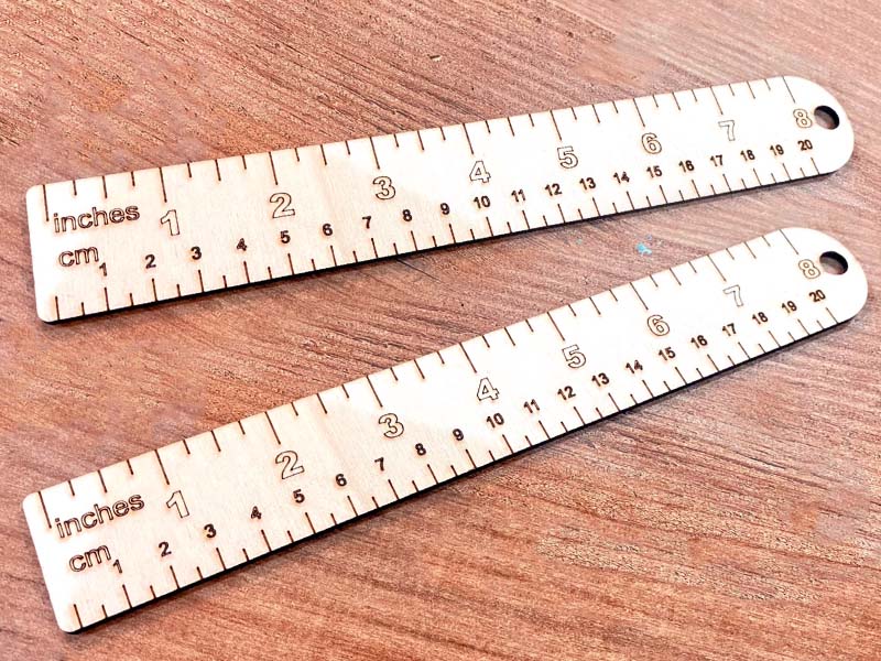 Inch and Centimeter Laser Cut Wooden Ruler Template