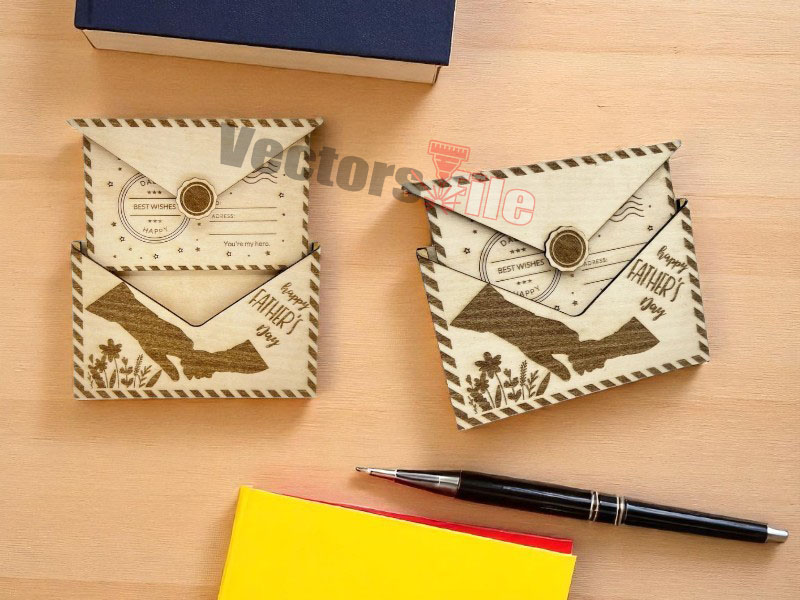 Laser Cut Happy Fathers Day Wooden Envelope Template