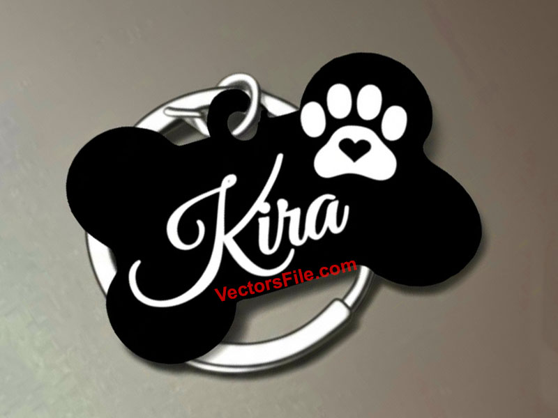 Personalized Dog Bone with Paw Laser Cut Acrylic Keychain