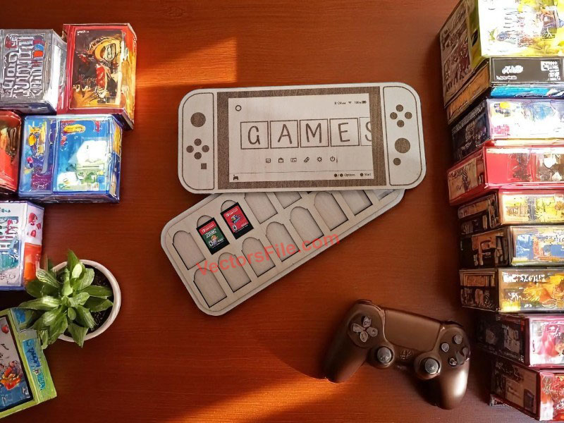 Laser Cut Switch Game Holder Wooden Case Template