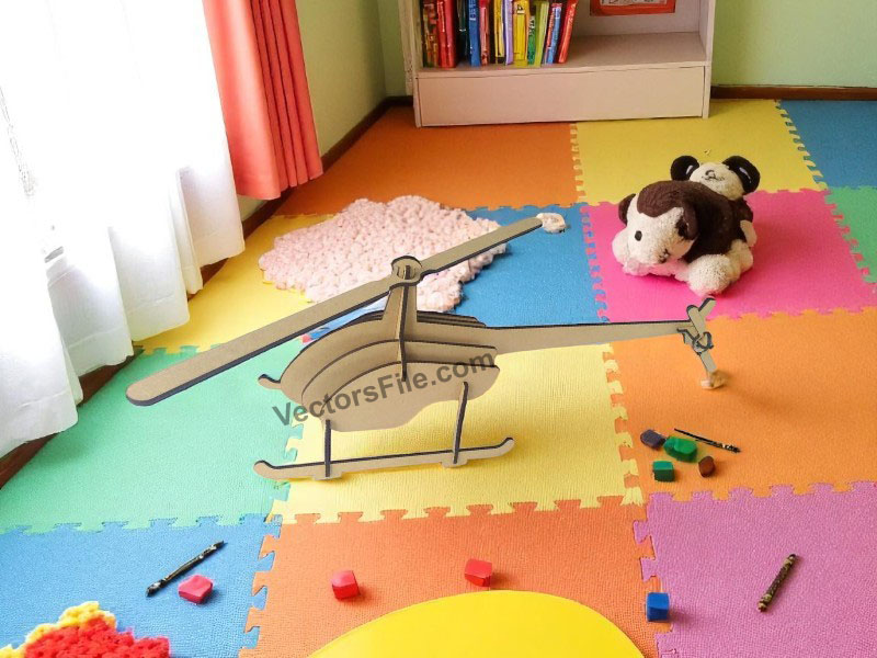 Laser Cut 3D Puzzle Helicopter Toy Model Design
