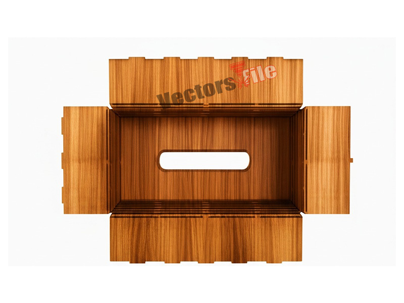 Laser Cut Wooden Tissue Box with Living Hinge Pattern