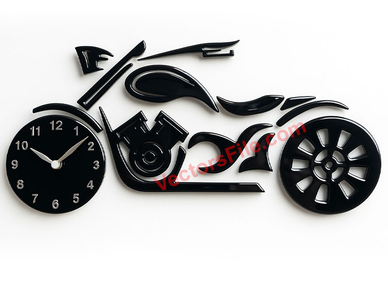 Laser Cut Motorcycle 3D Wall Clock Design for Room Wall Decor