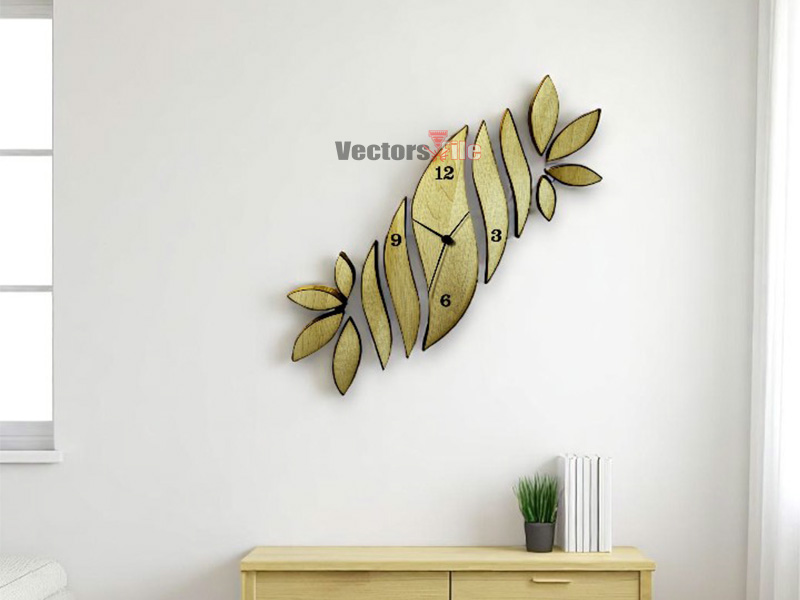 Leaf Petals Shape Laser Cut 3D Wall Clock Design