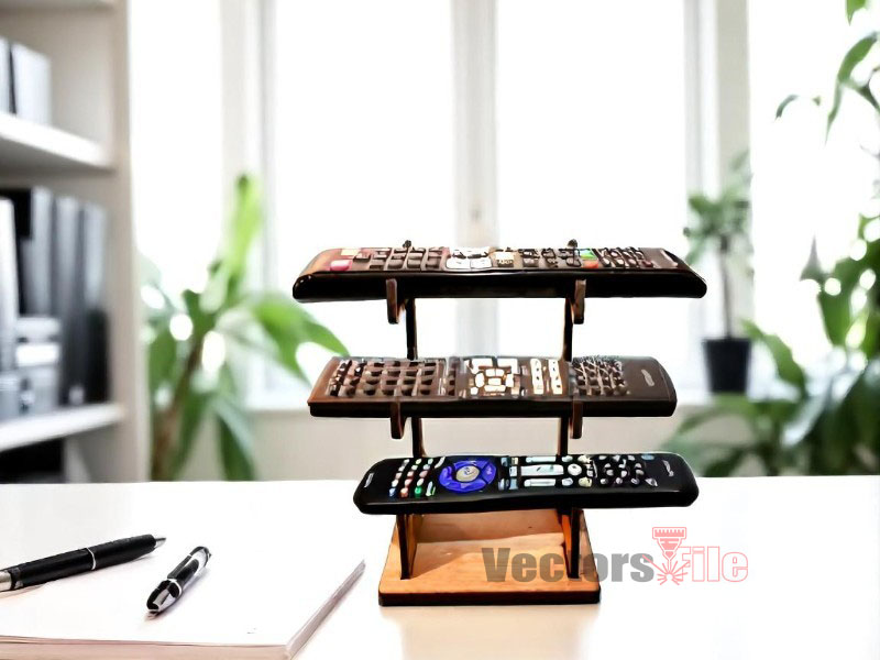 Laser Cut Remote Control Holder Desk Organizer Remote Stand
