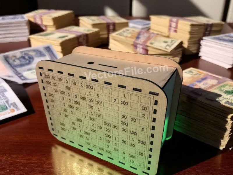 Laser Cut Money Saving Box with Number Pattern