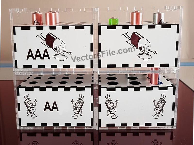Laser Cut AA and AAA Battery Holder Dispenser