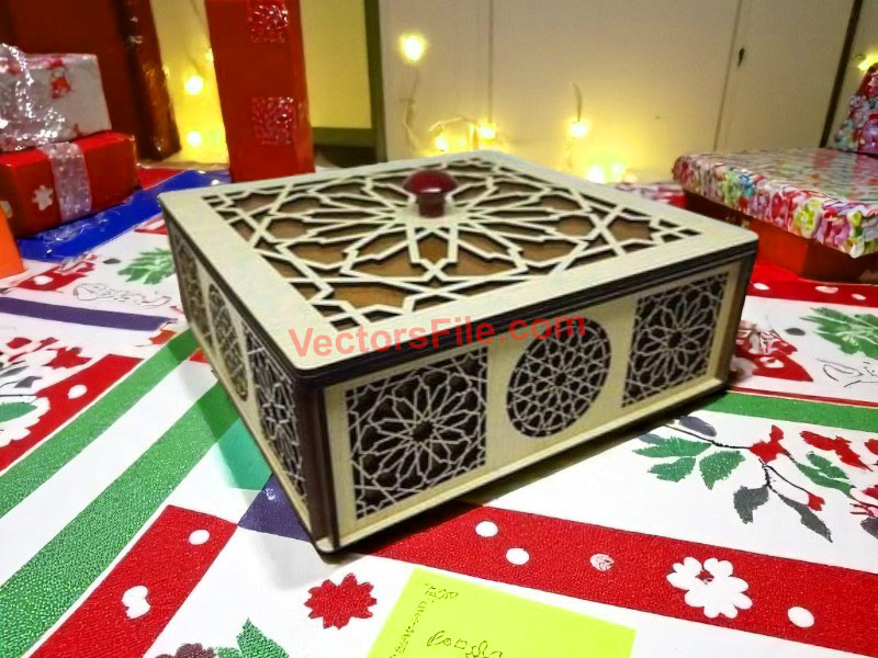Laser Cut Wooden Gift Box with Grill Pattern Design
