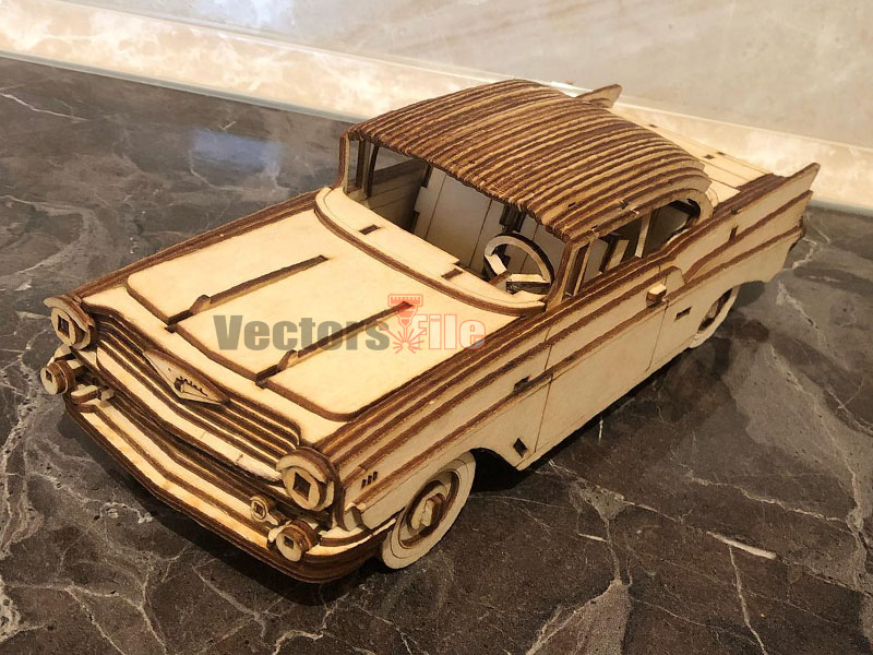 Chevrolet Bel Air 1957 Model Laser Cut 3D Puzzle Toy Car