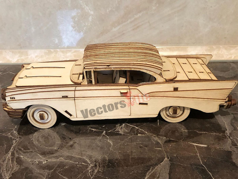 Chevrolet Bel Air 1957 Model Laser Cut 3D Puzzle Toy Car