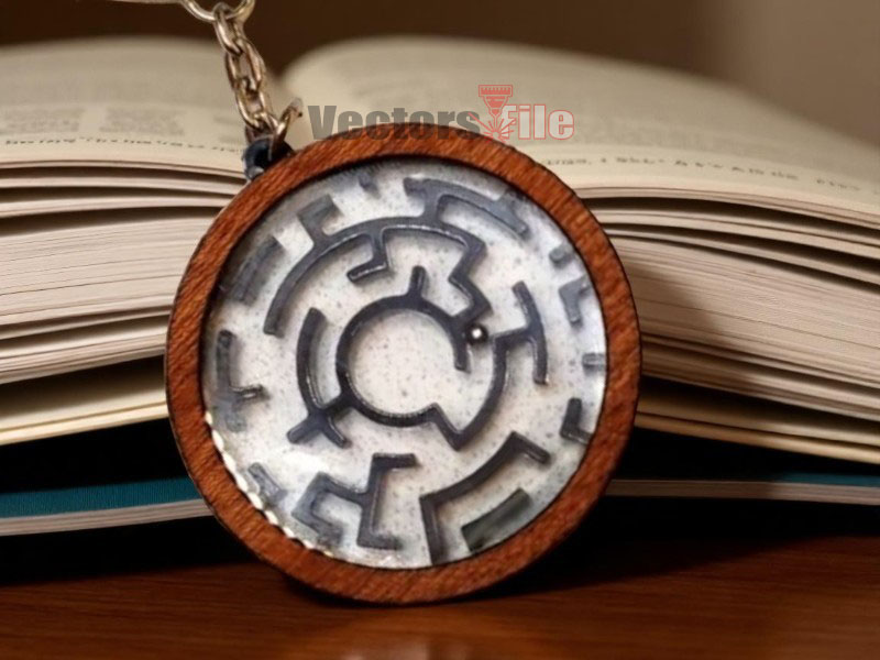 Laser Cut Maze Game Keyring Template