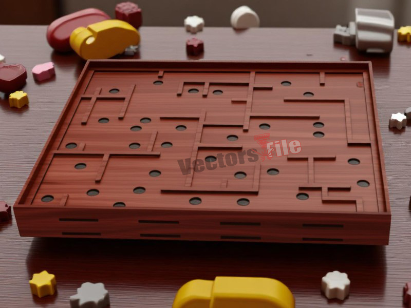 Laser Cut Wooden Ball Maze Board Game Design