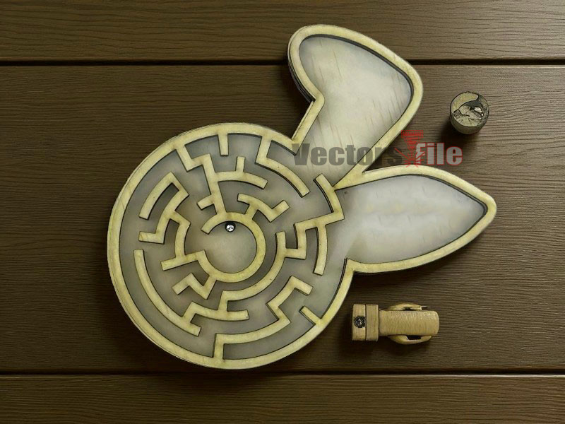 Laser Cut Easter Bunny Shaped Ball Maze Game Template