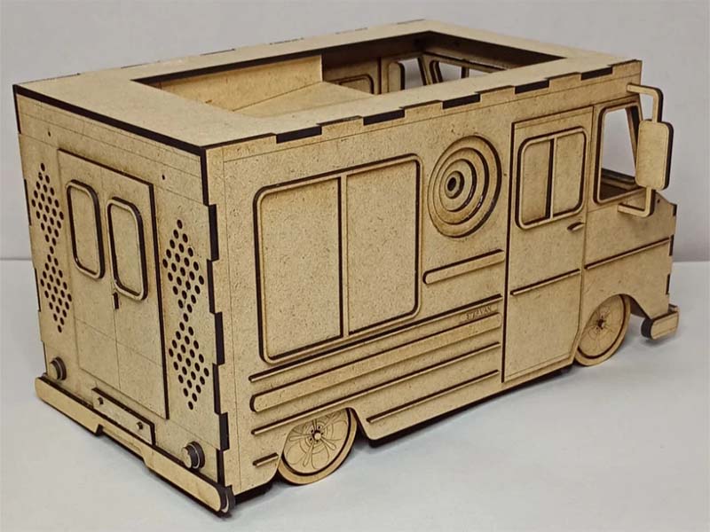 Laser Cut Wooden Food Truck Vehicle 3D Puzzle Model Kit