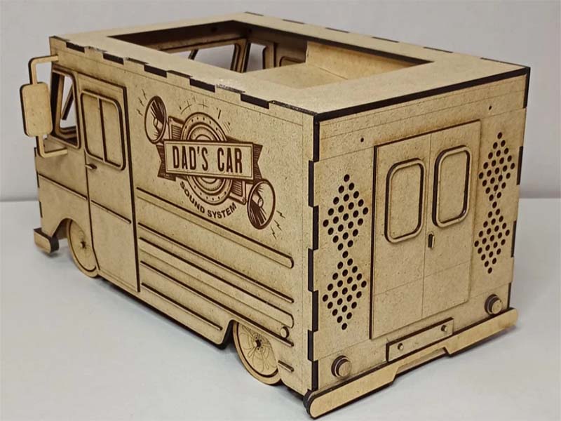 Laser Cut Wooden Food Truck Vehicle 3D Puzzle Model Kit