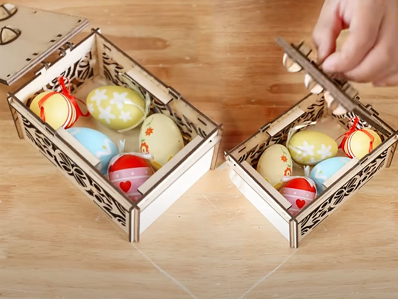 Laser Cut Wooden Gift Box with Lock Mechanism