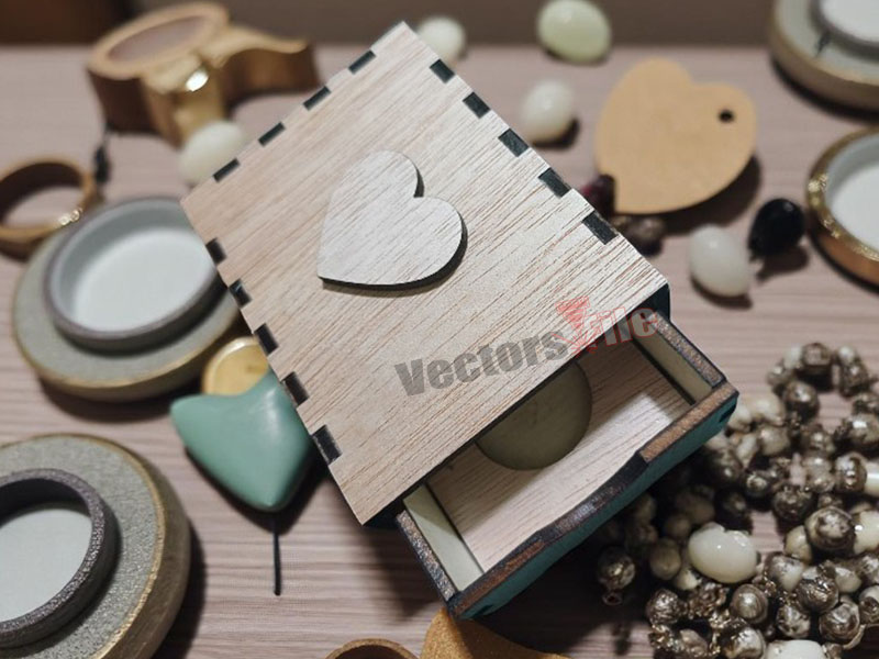 Laser Cut Wedding Ring Box Wooden Gift Box Template