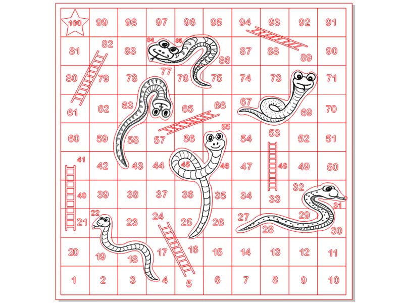 Laser Cut Snakes and Ladders Board Game Template