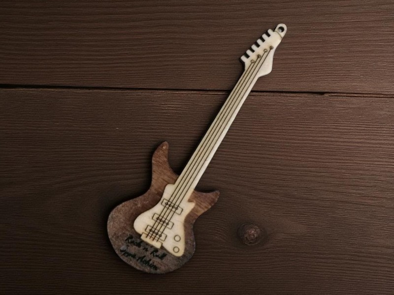 Laser Cut Guitar Keychain Keyring Design Idea