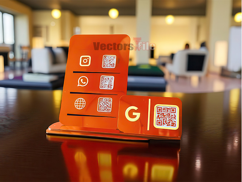 Laser Cut Acrylic Custom Social Media QR Code Sign Display Stand