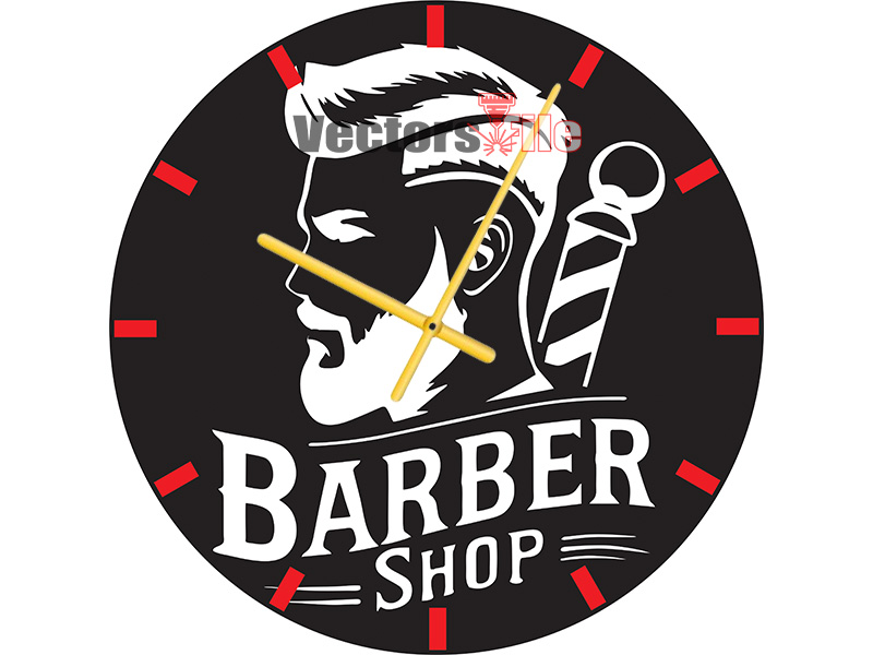 Laser Cut Bearded Man Barber Shop Wall Clock Template