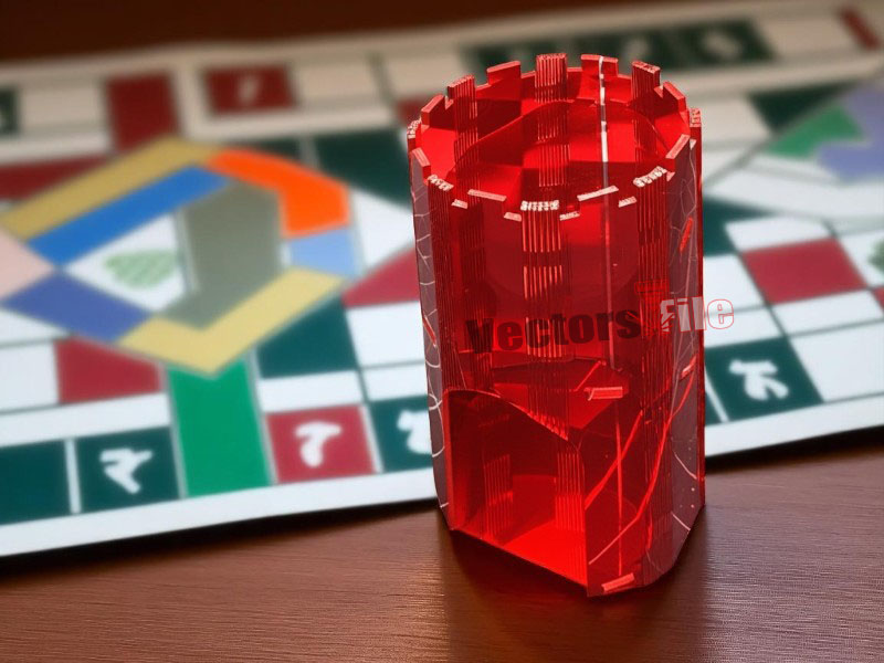 Laser Cut Acrylic Living Hinge Dice Tower Ludo Board Game