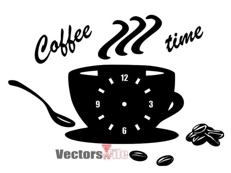 Coffee Cup Fancy Wall Clock Design 3D Laser Cut Clock Template