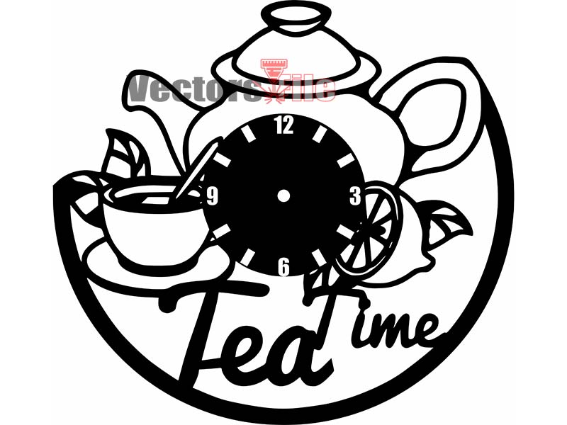 Tea Time Laser Cut 3D Wall Clock Design for Kitchen Decor Idea