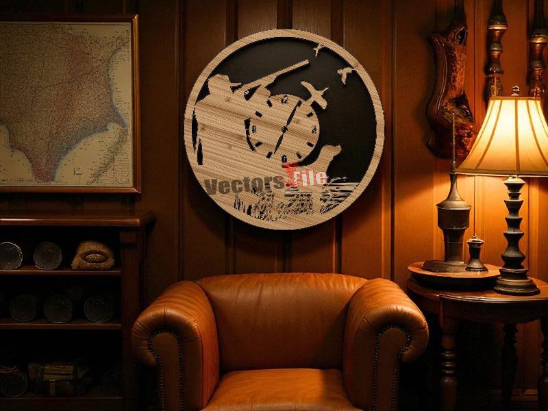 Laser Cut Duck Hunting 3D Wall Clock Design