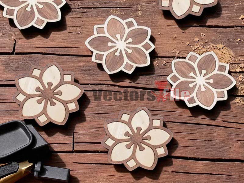 Laser Cut Wood Flower Fridge Magnet for Decoration Idea