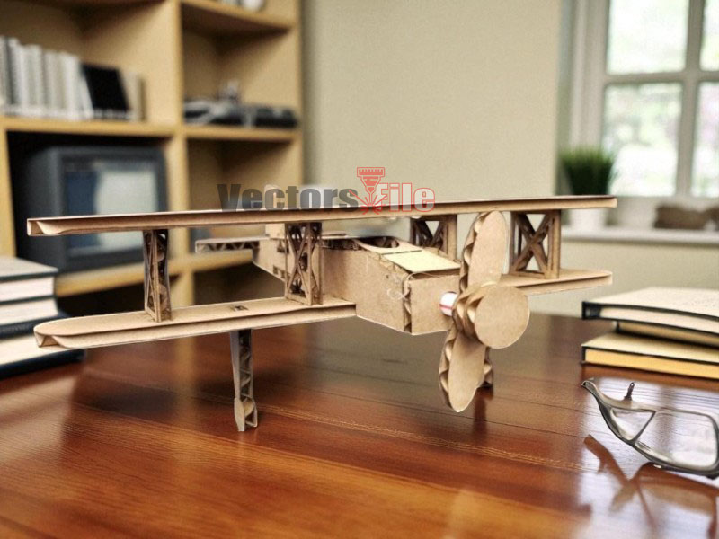 Laser Cut Cardboard 3D Biplane Puzzle Toy Model Kit