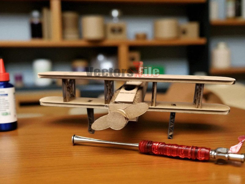 Laser Cut Cardboard 3D Biplane Puzzle Toy Model Kit
