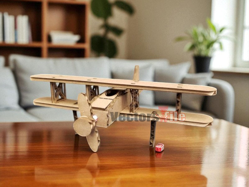 Laser Cut Cardboard 3D Biplane Puzzle Toy Model Kit