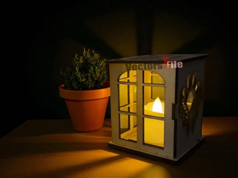 Laser Cut LED Candle Lantern Wooden Candle Holder