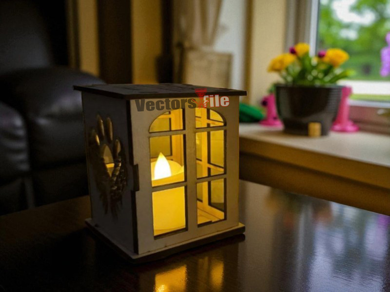 Laser Cut LED Candle Lantern Wooden Candle Holder