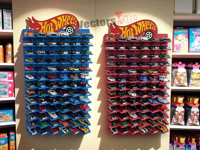 Laser Cut Acrylic Hot Wheels Display Shelf Wall Hanging Display Stand