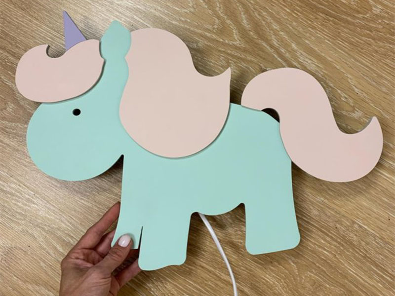 Laser Cut Unicorn Shaped Night Light Wall Lamp