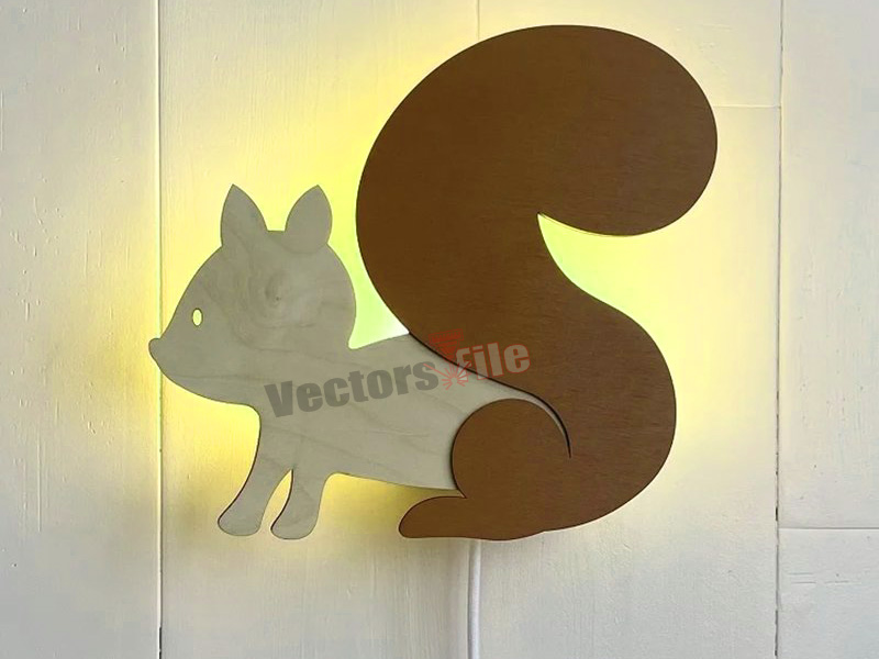 Laser Cut Wooden Squirrel Shaped Wall Hanging Night Light Lamp